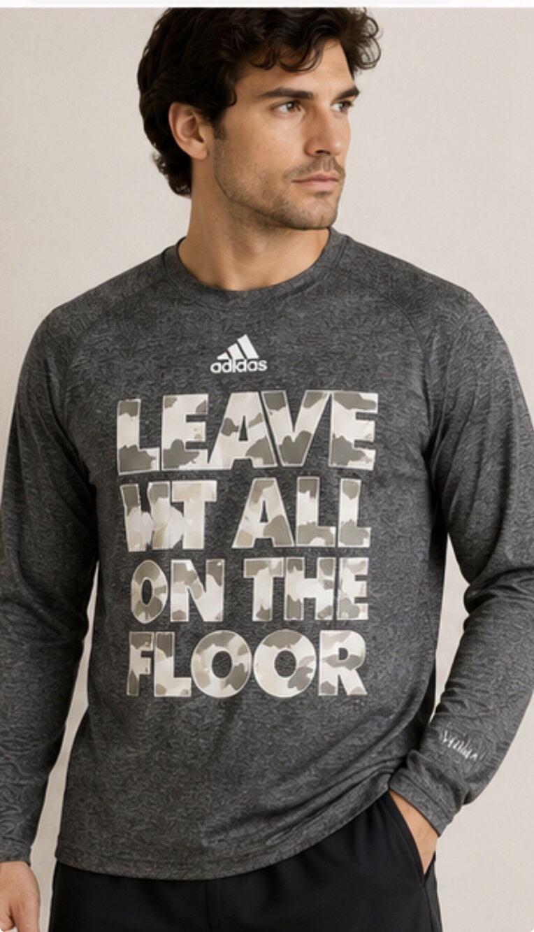 Adidas Mens S Climalite Long Sleeve Shirt Gray Leave It All On The Floor